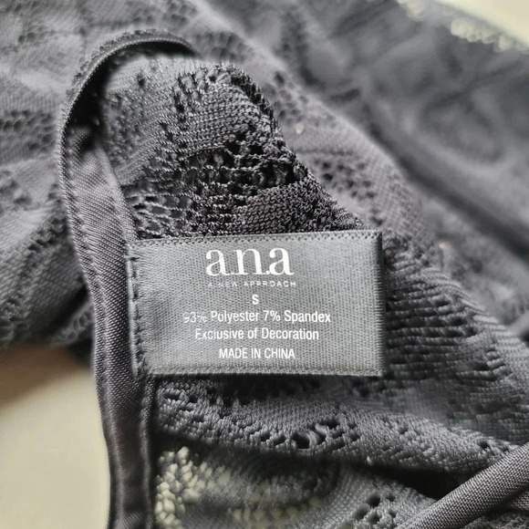 a.n.a Lace Swimsuit Cover-Up Dress Black Stretch Lace Open Back Tie Size S - Picture 4 of 8